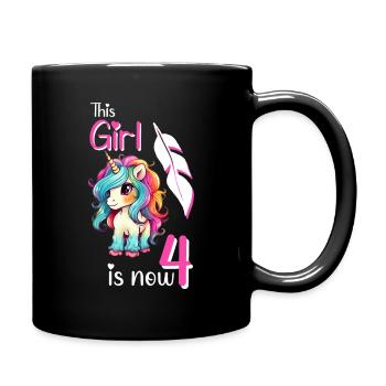 Einhorn Geburtstag 4 Jahre - Tasse einfarbig - Schwarz - Rechts