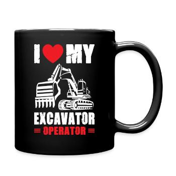 I Love Excavator Operator - Full Colour Mug - black - Right