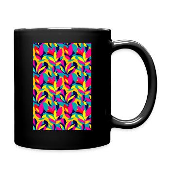 Bold and Vibrant leaves pattern - Full Colour Mug - black - Right