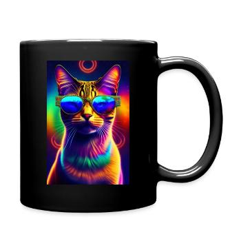 Cat - Full Colour Mug - black - Right