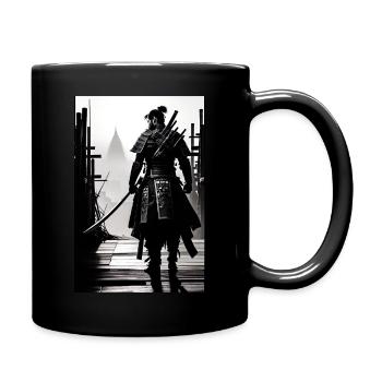Samurai Black and White Design - Full Colour Mug - black - Right