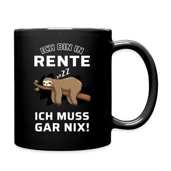 Rente Ruhestand Rentner Geschenk Faultier - Tasse einfarbig - Schwarz - Rechts