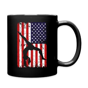 Turnen Gymnsatik US Flagge Turntrainer Sportverein - Tasse einfarbig - Schwarz - Rechts