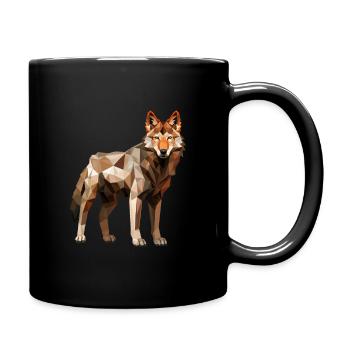 Wolf Geometrisch Zeichnung - Tasse einfarbig - Schwarz - Rechts