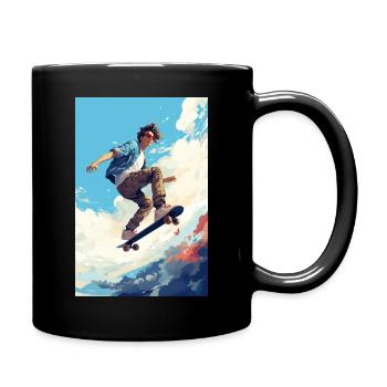 The young man and the skateboard - Full Colour Mug - black - Right