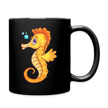 Seahorse Comic Bubbles Under Water - Full Colour Mug - black - Right