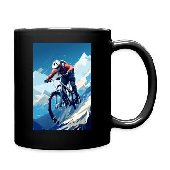 Artwork: Mountainbiker in rasanter Abfahrt - Tasse einfarbig - Schwarz - Rechts