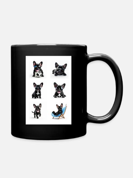 cute black french bulldog with sunglasses - Tasse einfarbig - Schwarz