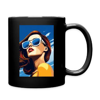Pop Art: Young woman gazing into the distance - Full Colour Mug - black - Right