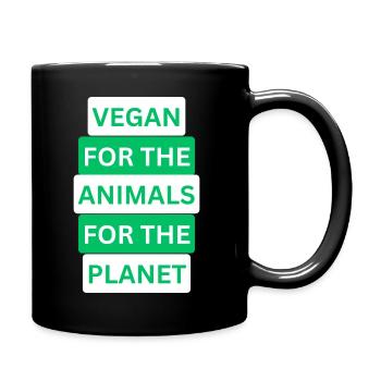 Veganer Stil mit Herz: Einzigartiges Design - Tasse einfarbig - Schwarz - Rechts