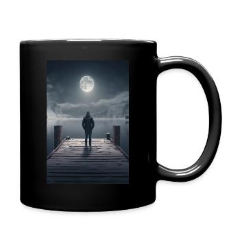 Einsamkeit des Winters - Ein Mann auf dem Steg - Tasse einfarbig - Schwarz - Rechts
