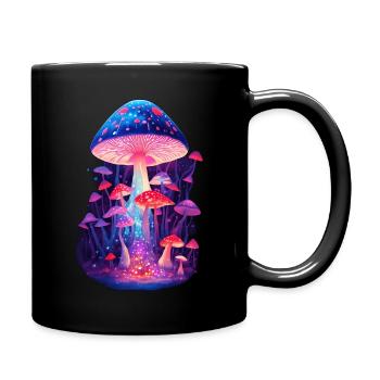 Magische Retro-Pilze - Tasse einfarbig - Schwarz - Rechts