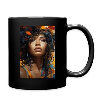Afrika -Afrofuturistische Farbenfrohe Urbane Kunst - Tasse einfarbig - Schwarz - Rechts