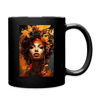 Afrika -Afrofuturistische Farbenfrohe Urbane Kunst - Tasse einfarbig - Schwarz - Rechts