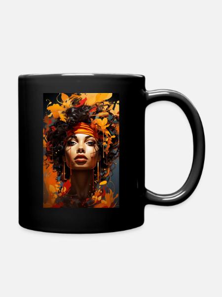 Africa -Afrofuturistic Colorful Urban Art - Full Colour Mug - black