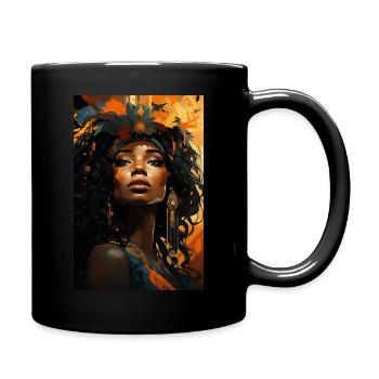 Afrika -Afrofuturistische Farbenfrohe Urbane Kunst - Tasse einfarbig - Schwarz - Rechts