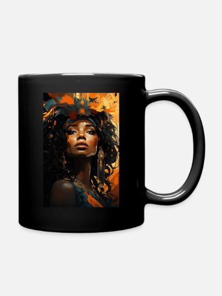 Africa -Afrofuturistic Colorful Urban Art - Full Colour Mug - black