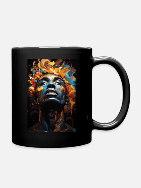 Afrika -Afrofuturistische Farbenfrohe Urbane Kunst - Tasse einfarbig - Schwarz