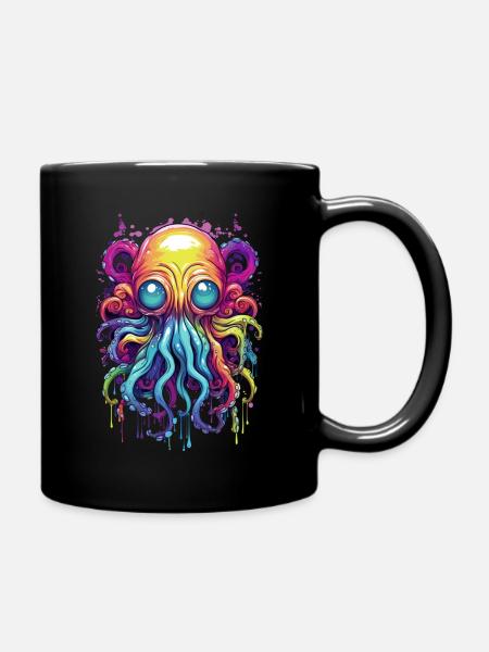 Tintenfisch Oktopus - Tasse einfarbig - Schwarz