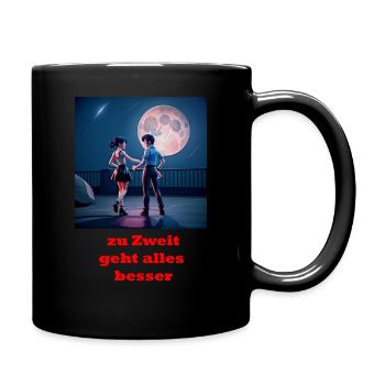 Zu Zweit geht alles besser - Tasse einfarbig - Schwarz - Rechts