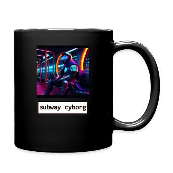 Cyborg in the subway of the future - Full Colour Mug - black - Right