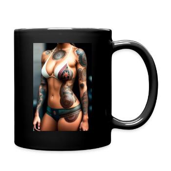 natural tattooed model - Mug uni - noir - Droite