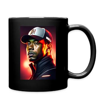 portrait of tiger woods with king crown - Mug uni - noir - Droite