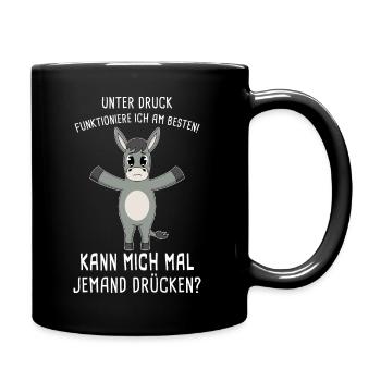 Unter Druck Funktioniere Ich Am Besten Umarmung - Tasse einfarbig - Schwarz - Rechts