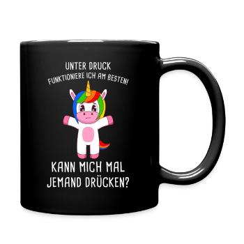Unter Druck Funktioniere Ich Am Besten Umarmung - Tasse einfarbig - Schwarz - Rechts