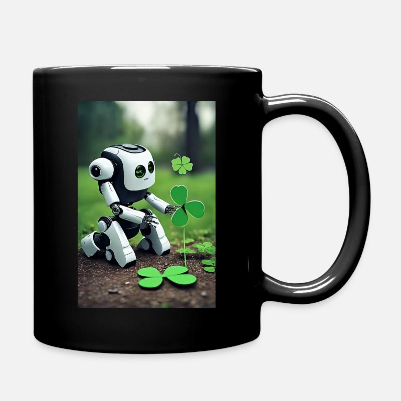 I am a robot. The AI shamrock robot. - Full Colour Mug - black