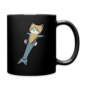 Katze Hai Katzenhai Meerjungfrauen Mädchen Jungen - Tasse einfarbig - Schwarz - Rechts