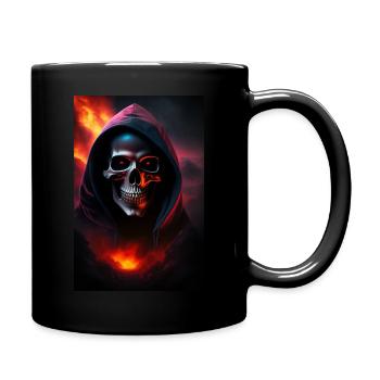 Face of death with a reaped and scary hoodie in he - Mug uni - noir - Droite