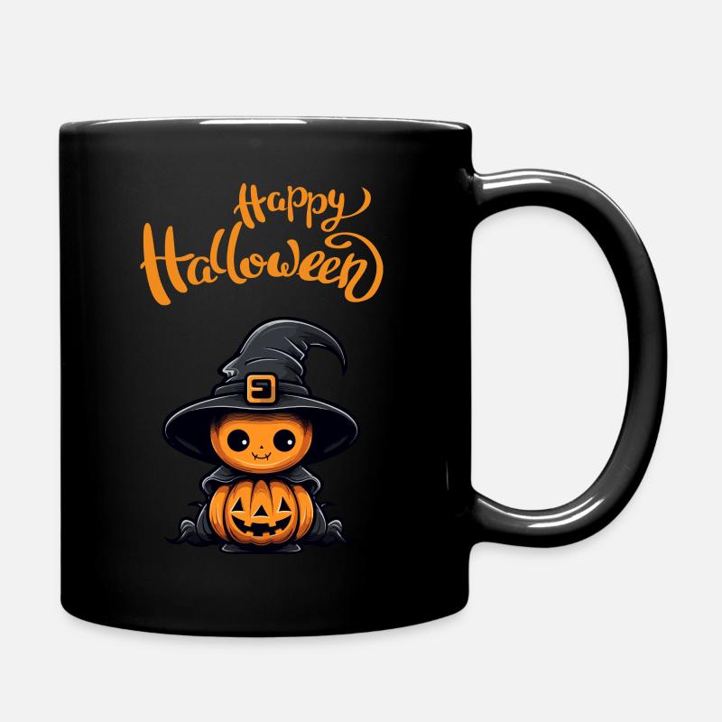 Halloween Pumpkin Witch - Full Colour Mug - black