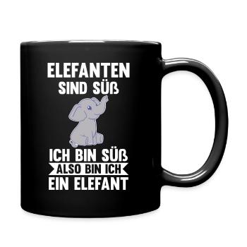 Elefant Elefanten - Tasse einfarbig - Schwarz - Rechts
