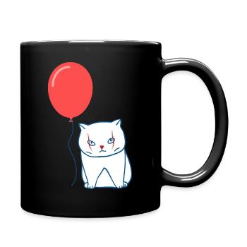Clownkatze mit rotem Luftballon - Tasse einfarbig - Schwarz - Rechts