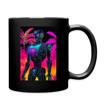 Robots in eye-catching neon colors - Full Colour Mug - black - Right