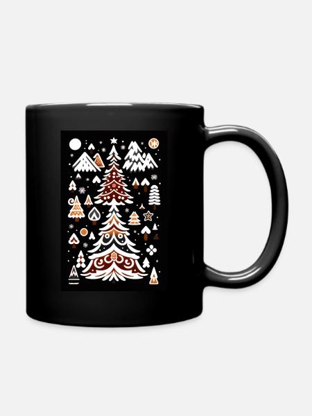 Lumières de sapin de Noël d’hiver scandinave Doodle - Mug uni - noir