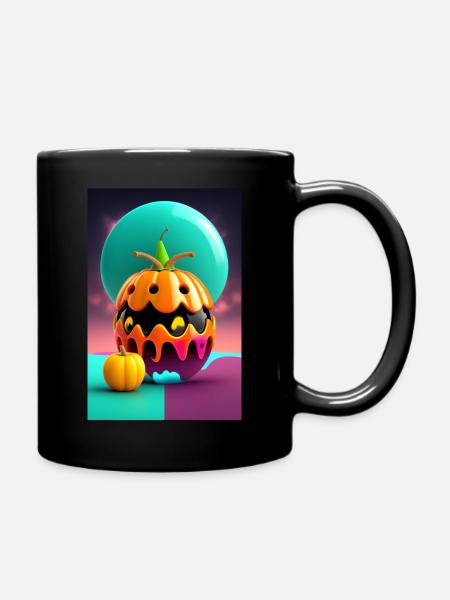 Monstre de dessin animé Hallowen mangeant de la crème glacée - Mug uni - noir