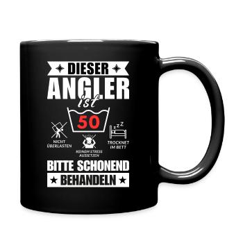 Dieser Angler ist 50. Schonend behandeln - Tasse einfarbig - Schwarz - Rechts