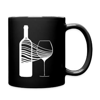 Sommelier Motiv - Weinglas und Weinflasche - Tasse einfarbig - Schwarz - Rechts