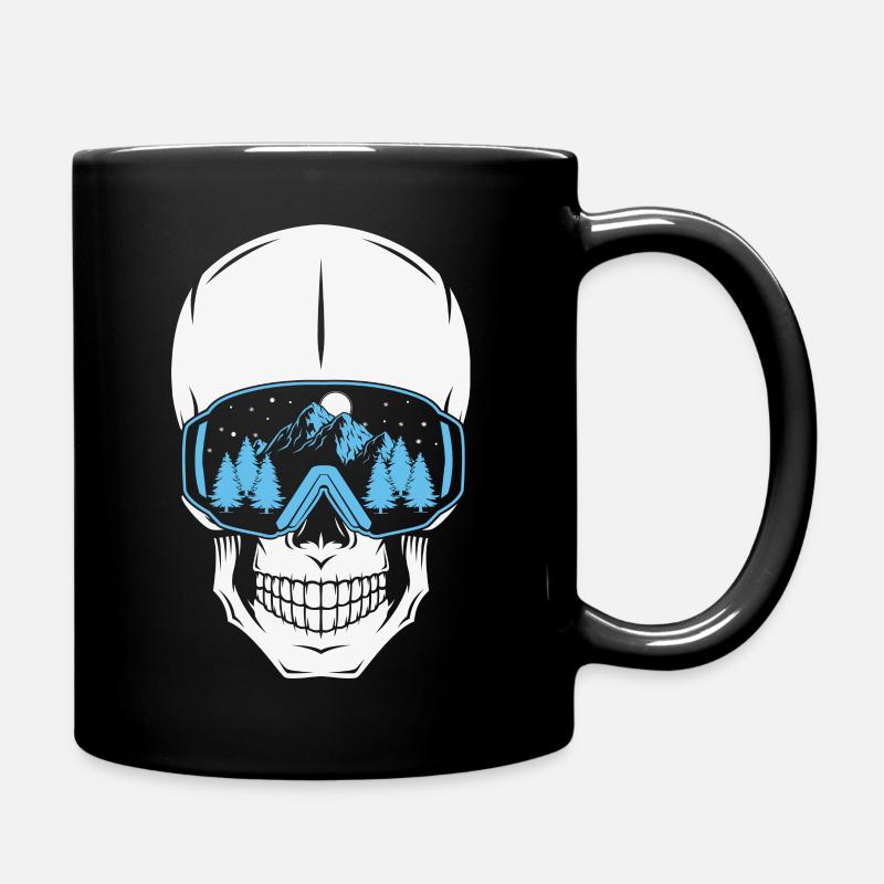 Schädel mit Skibrille - Tasse einfarbig - Schwarz