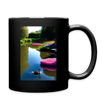 A pond with flowers and animals can be a beautiful - Full Colour Mug - black - Right