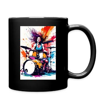 Schlagzeugerin #1 - Tasse einfarbig - Schwarz - Rechts