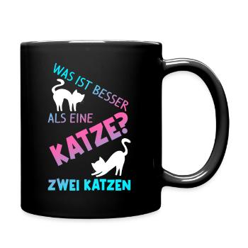 Was Ist Besser Als Eine Katze Zwei Katzen Kater Ka - Tasse einfarbig - Schwarz - Rechts