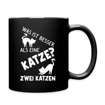 Was Ist Besser Als Eine Katze Zwei Katzen Katzenbe - Tasse einfarbig - Schwarz - Rechts