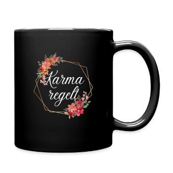 Karma regelt Blumen Mantra Meditation Buddhismus - Tasse einfarbig - Schwarz - Rechts