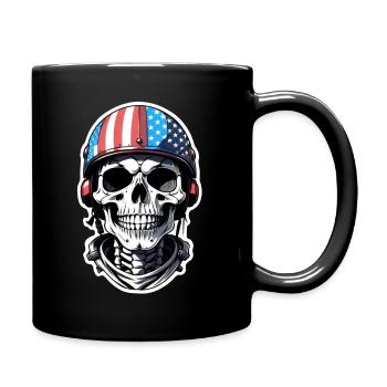 moto style retro - crane et squelette - Mug uni - noir - Droite