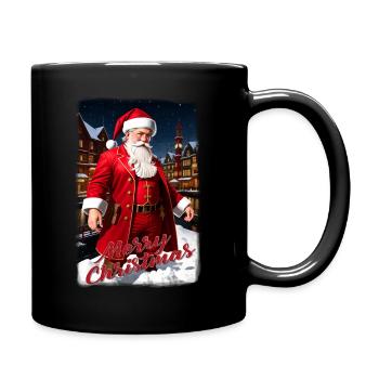 Santa in the snow - Full Colour Mug - black - Right
