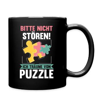 Puzzlefan Puzzler Puzzleteile Puzzle - Tasse einfarbig - Schwarz - Rechts