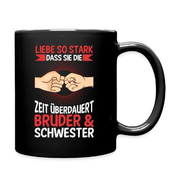 Geschwister Bruder und Schwester - Tasse einfarbig - Schwarz - Rechts